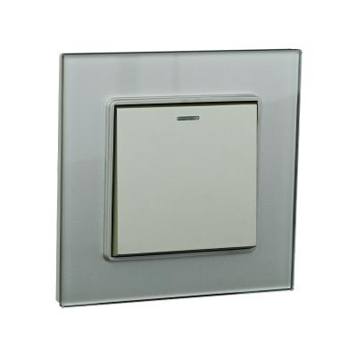 China Power Tempered Glass Shell Connecting Intermediate British Standard 1 Strip Wall Light Switch for sale