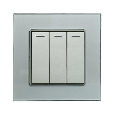 China Power Connecting Factory Wholesales 86*86mm 10a 250v 3 Gang 2 Way Wall Switches for sale