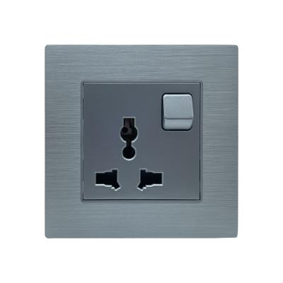 China Factory direct sales residential/general purpose aluminum silver color panel 86*86mm 13A 250V universal wall socket for sale