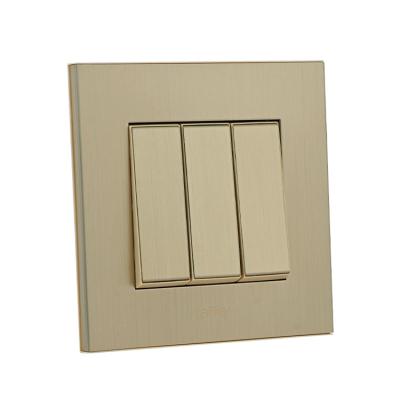 China Connecting Modern Wholesale Power Household Stainless Steel 10A 3 Strip Wall Switch for sale