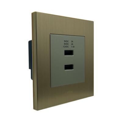 China Wholesales Residential / Multipurpose Luxury Style Stainless Steel Dual Panel 86*86mm Wall USB Charger for sale