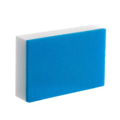 China Kitchen Cleaning Wavy Shape Gum Cleaning Sponge Melamine Foam Two Layers Blue PU And White Sponge for sale