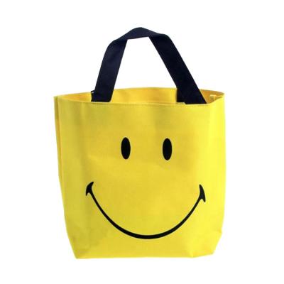 China 2021 Fashion Lovely Face Canvas Shoulder Bag Eco-friendly Smile Shopping Tote Bags Cotton Handbags for sale