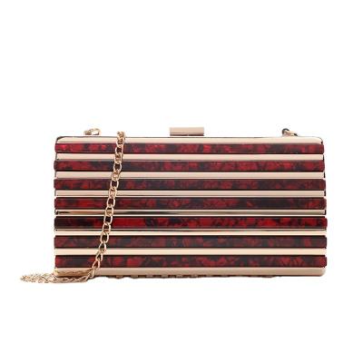 China New Style Fashion Trendy Striped Clutch Bag High Quality Metal Elegant Women Banquet Evening Clutch Bags for sale