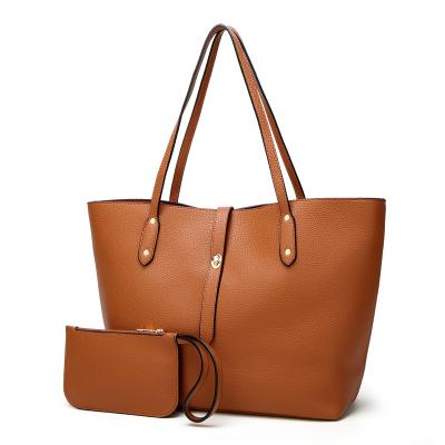 China Wholesale Fashion 2021 Zippered Casual Style Easy Carry Daily Use New Design OEM Customized Women Tote Handbag With Clutch for sale