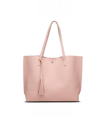 China Large Capacity Women Retro Large Shopping Handbags Simple Soft Faux Leather Tassel Cross - Shoulder Foldable Body Totes Tote Bag for sale