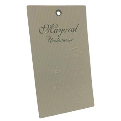 China Sustainable Chinese Manufacturers Customize Embossed Hangtag Printed Labels For Apparel Own Logo for sale