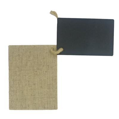 China New Design Unique Custom Logo Printing Burlap Paper Hang Squares Sustainable Business Card Black Label for sale