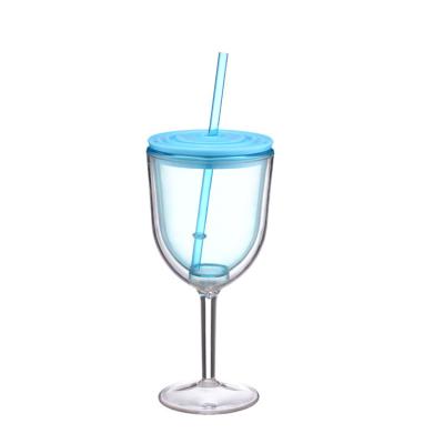 China Custom Plastic Tumbler Eco-friendly Plastic Drink Tumbler 12oz/16oz Wine Glass Cup With Straw Plastic Cup For Wine for sale