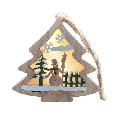 China New Arrival Christamas Decoration Christmas Wooden Crafts Tree Shape Lighting Ornaments Christmas Decoration for sale