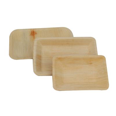 China 8 Inch Areca Leaf Palm Leaf Tableware Disposable Square Disposable Leave Dish Biodegradable Palm Leaf Dishes for sale