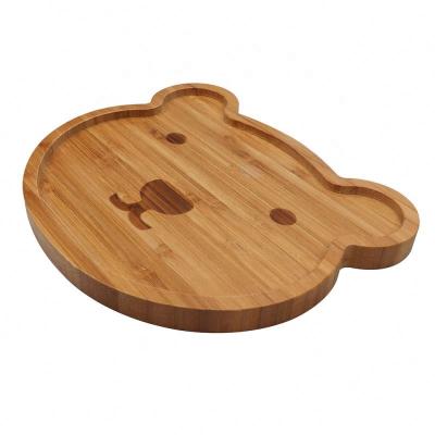 China 2021 modern hot selling lovely design bear shaped natural organic bamboo dinner plates for baby for sale