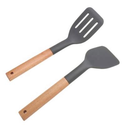 China 8 Pcs Silicone Wooden Kitchen Tableware Handle Outdoor Camping Portable Multi Dishware Cooking Tools for sale