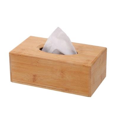 China Eco-friendly Office Tissue Box For Hotel Home Office Rectangle Natural Wooden Tissue Paper Box for sale