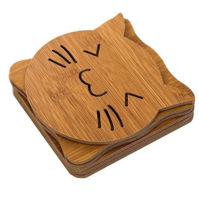 China Viable All Natural Bamboo Coaster Set, Customized Cheap Eco-Friendly Cute Bamboo Cup Coaster Bamboo Coffee Coaster for sale