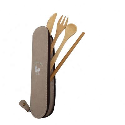 China Good Quality Travel Sustainable Cutlery Set Eco-Friendly Flateware Set Organic Reusable Bamboo Cutlery Set for sale