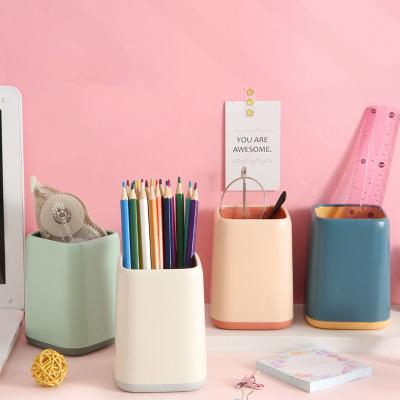 China Eco-friendly Multi-functional Pen Stand Holder Desktop Splice Pen Stand Model Plastic Pen Container for sale