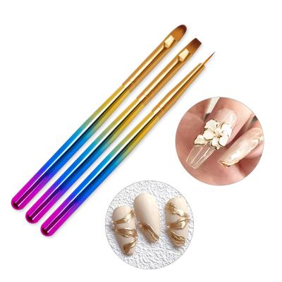 China Wholesale Nail Factory kolinsky acrylic nail brush handle 3 pcs nail brush airbrush decal for nails for sale