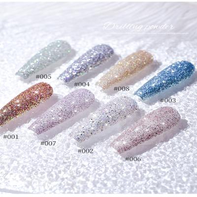 China Personal Nail Art DIY Quick Drying 8 Colors Nail Acrylic Nail Dip Dipping System Color Glitter Powder for sale