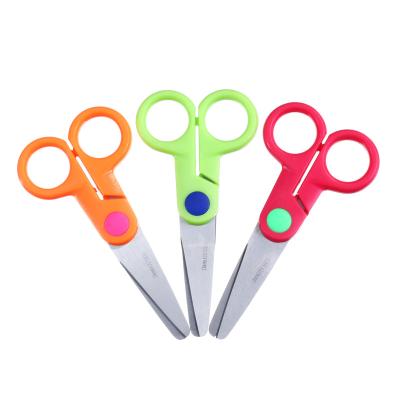 China New arrival student paper scissors tip scissors universal stainless steel blunt cutting paper scissors with scale for kids kindergarten beginne for sale