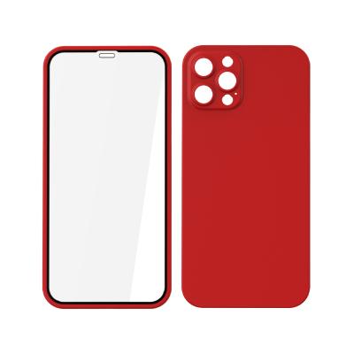 China Bulk Unique Phone Anti-fall PC Filling Case With 360 Film Full Coverage Tempered Phone Case For Iphone 12 pro 11 pro max for sale