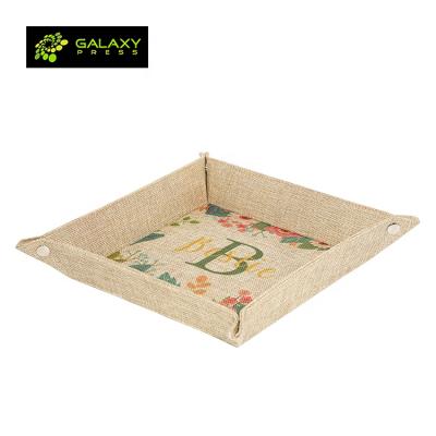 China Sustainable Vintage Style Sublimation Burlap Snap Tray 2021 New for sale