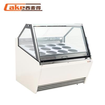 China Single-Temperature 16pan Commercial Hard Right Angle Gelato Ice Cream Display Freezer Glass Ice Cream Showcase for sale