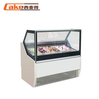 China Single-temp Samax 12 14 18 20 Pan Air Cooling Ice Cream Gelato Display Case for sale