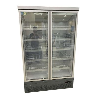 China XiMaiD Single-Temperature Commercial Upright Double Door Glass Beverage Display Fridge For Drinks for sale