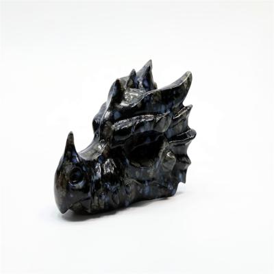 China New Coming Crystal Healing Quartz Crafts Blue interesting Dot Stone Dragon Head from China for sale