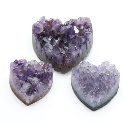 China China High Quality Healing Stones Natural Amethyst Heart Shaped Cluster For Spiritual Awakening for sale