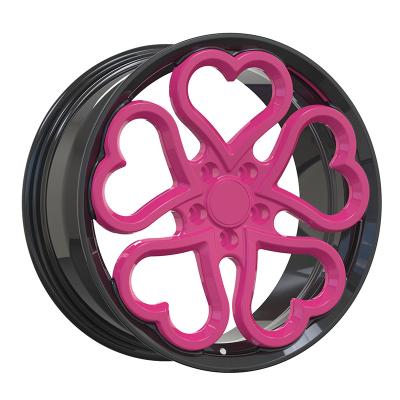 China High Quality ALLOY Factory Outlet Rims 16 Inch 5 Holes Customized Pink Heart Shape Forged Wheels Passenger Car Wheels And Tires for sale