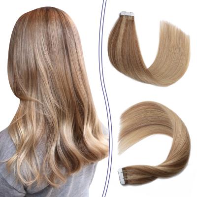 China Wholesale Invisible Russian Weft European Balayage Hair Double Skin Drawn Tangle Free 100% Color Tape In Hair Extensions for sale