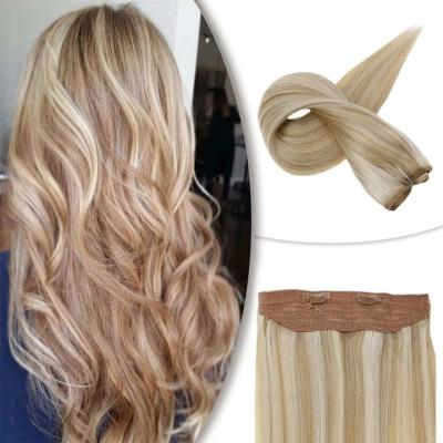 China Silky Straight Double Wave Halo Drawn Invisible Human Hair Extensions Virgin Remy Hair for sale