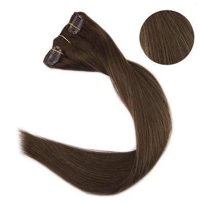 China Double Drawn Wave Silky Straight Invisible Seamless Clip In Hair Extensions Real Hair Clip In Hair Extension for sale