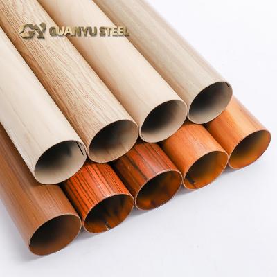 China Exterior Customized Grain Red Oak Wood Grain Stainless Steel Tube Construction And Production Use For Decorative for sale