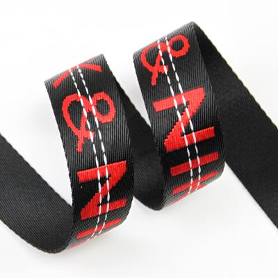 China High tenacity 38mm color woven jacquard webbing strap by black nylon shoulder strap with custom logo for sale