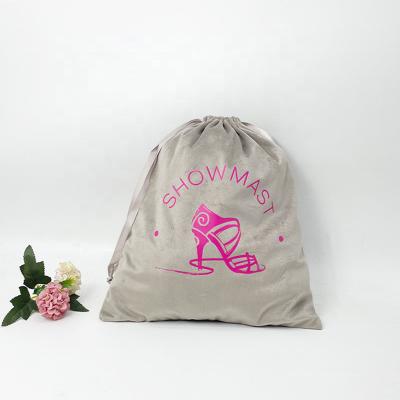 China Recyclable Custom Silky Velvet Drawstring Bag Eco Garment Storage Tote Bag Velvet Shoe Dust Bag for sale