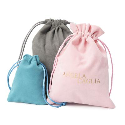 China Hot Sales Recyclable Luxury Velvet Bag Drawstrings Suede Suede Dust Small Jewelry Bag With Logo for sale