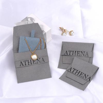 China Security 8*8 Microfiber Small Luxury Jewelry Customized Necklace Bracelet Storage Gift Envelope Jewelry Bag for sale