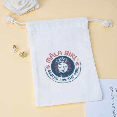 China Recyclable High End Custom Medium LogoReusable Gift Jewelry Packaging Bags Cotton Canvas Drawstring Pouch for sale