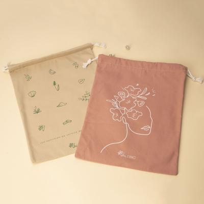 China Recyclable Custom Logo Print Cotton Burlap Jewelry Pouches Wedding Favor Bag Nature Drawstring Gift Bags for sale