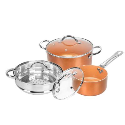 China Sustainable Stainless Steel Kitchen Wok Set With Handle Household Oatmeal And Stir Fry Wok Set for sale