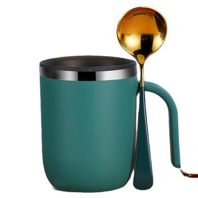 China New Classic/Postmodern Coffee Mug With Spoon Stainless Steel 14oz With Lid Double Wall Mugs Tumbler Cups In Bulk Best Travel Mug With Handle for sale