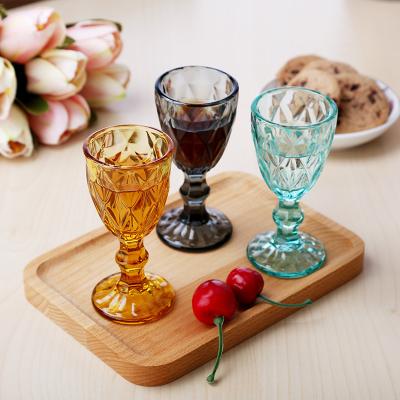 China Water Glassware Colored Glassware Colored Glass Water Tumbler Wine Glass Water Tumbler Pressed Blue Glass Tumblers Vintage Beer Glasses for sale