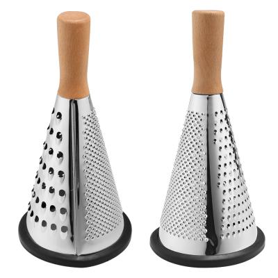 China Practical Stainless Steel Handle Conical Wooden Cheese Grater Hand Held Vegetable Cleaver for sale