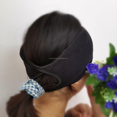 China Custom fabric factory price logo headband women polyester fleece ear warmer ski ponytail fleece headband for sale