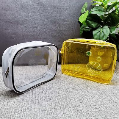 China Yellow Waterproof Clear Waterproof Clear Wash Bag Fashion PSH Stand Pouch Travel Makeup Cosmetic Bag for sale