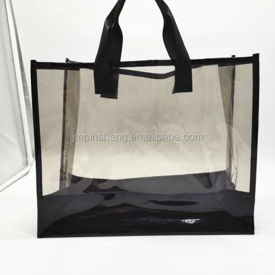 China PP Shopping Bag Handbag Shoulder Tote Bag Fashion Customized Logo Large Capacity PVC Shopping Bag for sale