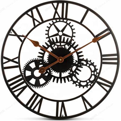 China Large Antique Plastic Metal Base Industrial Steam Style Gear Punk Clock for sale